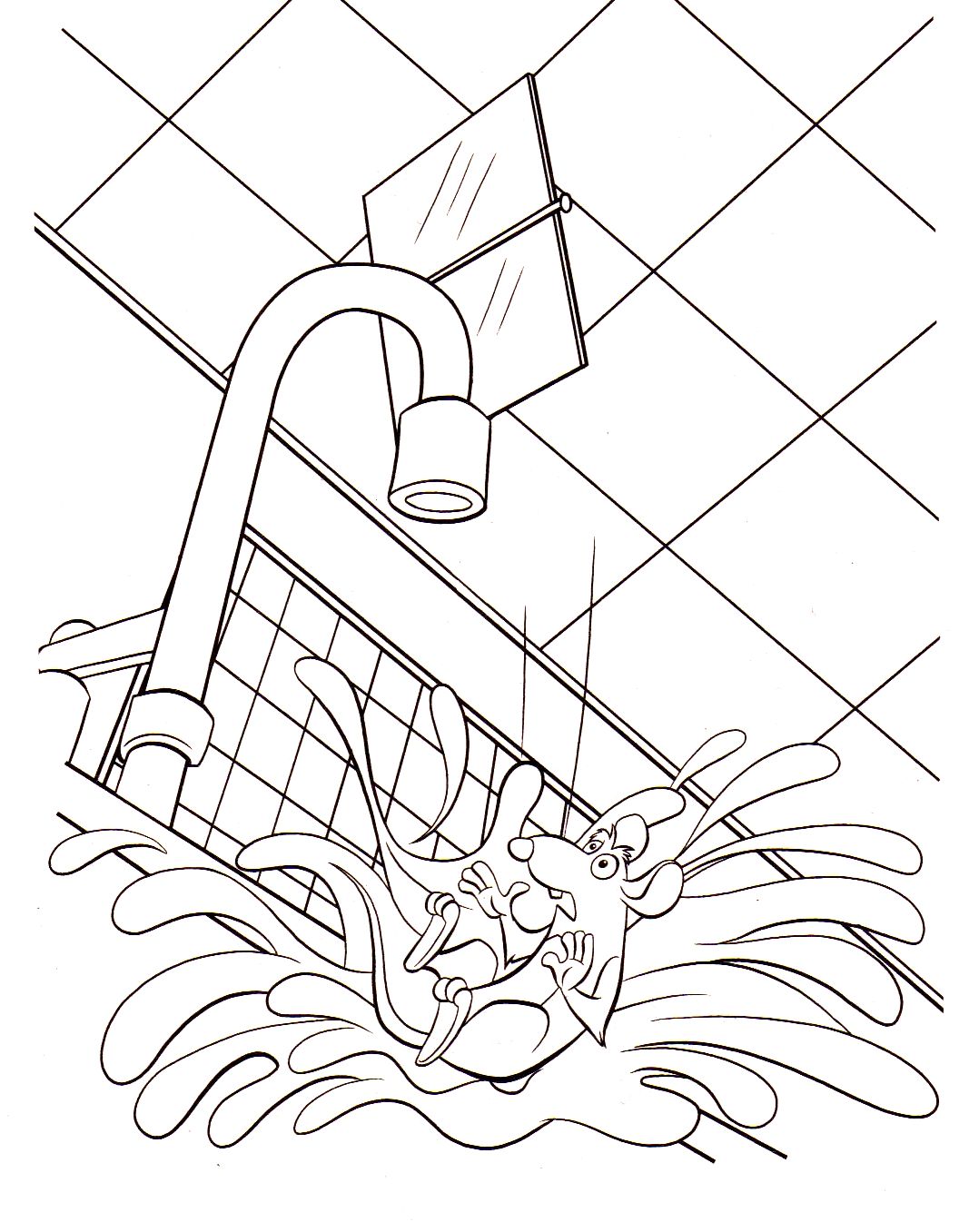 coloriage ratatouille remy la souris tombe dans l evier